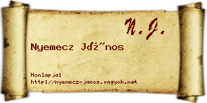 Nyemecz János névjegykártya