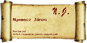 Nyemecz János névjegykártya